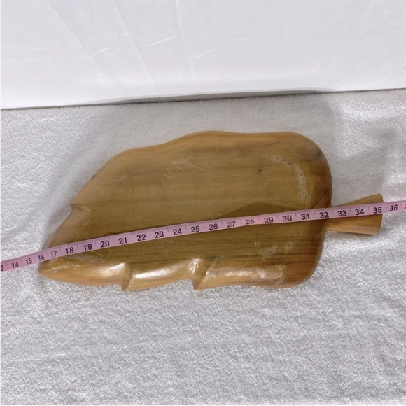 Vintage MCM Hawaiian Tiki Tropical Monkey Pod Wooden Palm Leaf Serving Dish Tray - Picture 13 of 13